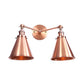 Frendorf | 2 Lichten Metalen Wandlamp Sconces Retro Stijl Zwart/Koper Conische Schaduw Restaurant Wandmontage Fitting