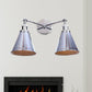 Frendorf | 2 Lichten Metalen Wandlamp Sconces Retro Stijl Zwart/Koper Conische Schaduw Restaurant Wandmontage Fitting
