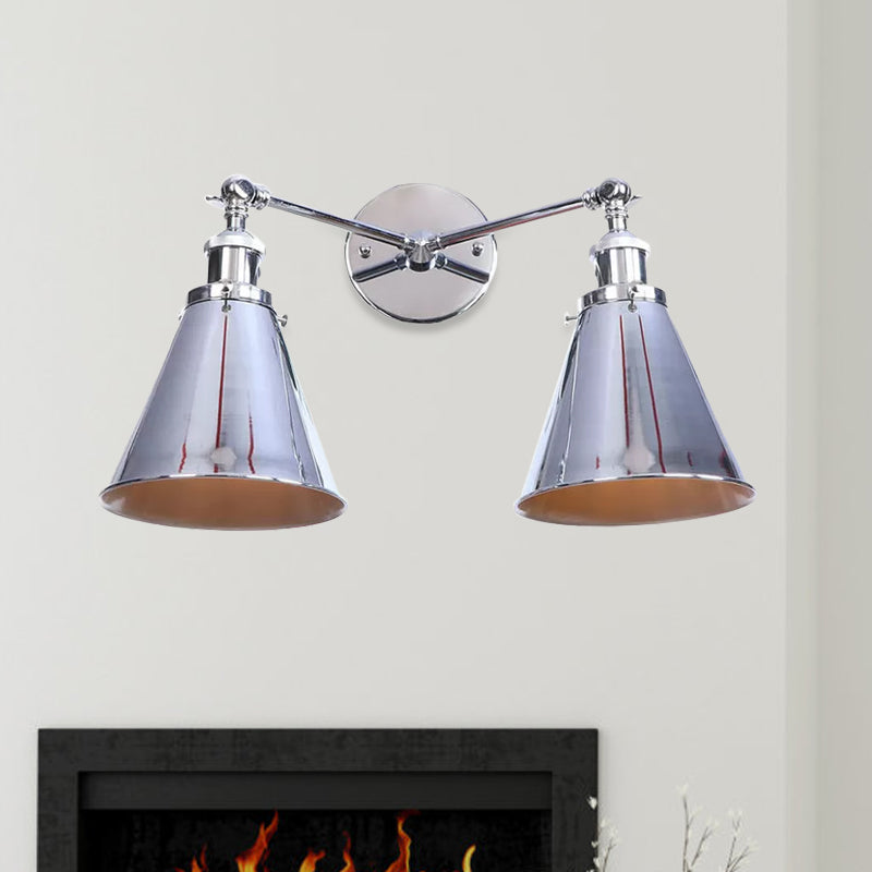 Frendorf | 2 Lichten Metalen Wandlamp Sconces Retro Stijl Zwart/Koper Conische Schaduw Restaurant Wandmontage Fitting