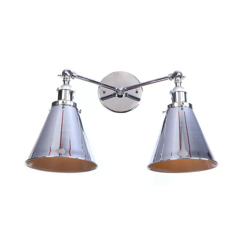 Frendorf | 2 Lichten Metalen Wandlamp Sconces Retro Stijl Zwart/Koper Conische Schaduw Restaurant Wandmontage Fitting