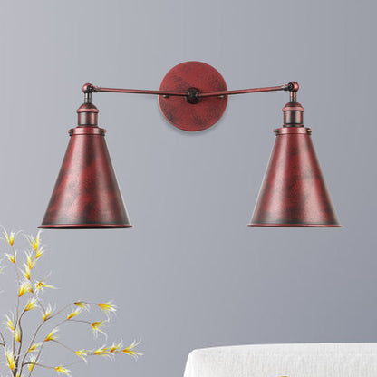 Frendorf | 2 Lichten Metalen Wandlamp Sconces Retro Stijl Zwart/Koper Conische Schaduw Restaurant Wandmontage Fitting