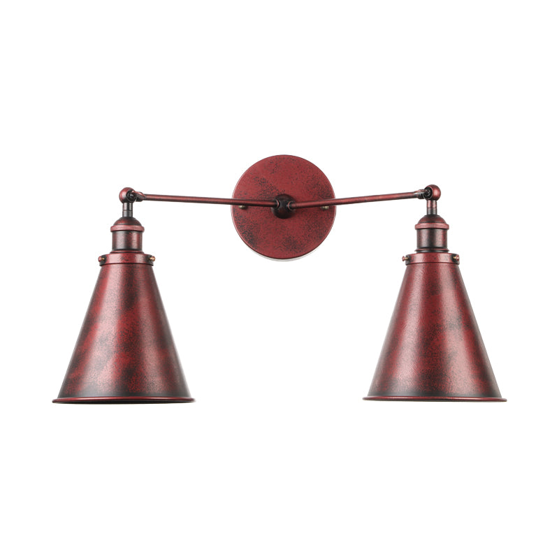 Frendorf | 2 Lichten Metalen Wandlamp Sconces Retro Stijl Zwart/Koper Conische Schaduw Restaurant Wandmontage Fitting