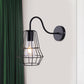 Frendorf | Gooseneck Arm Wohnraum Wandlicht mit Käfigschirm Retro-Stil Metall 1 Licht Schwarz-Finish Wandlampe