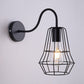 Frendorf | Gooseneck Arm Wohnraum Wandlicht mit Käfigschirm Retro-Stil Metall 1 Licht Schwarz-Finish Wandlampe
