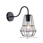 Frendorf | Gooseneck Arm Wohnraum Wandlicht mit Käfigschirm Retro-Stil Metall 1 Licht Schwarz-Finish Wandlampe