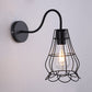 Frendorf | Metallisch Schwarzes Finish Konsolen Wandlicht Drahtkäfig Schirm 1 Licht Retro-Stil Wandmontage Licht für Nachttisch
