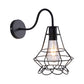 Frendorf | Vase Cage Metallic Wandlamp Fixture Vintage 1 Kop Restaurant Wand Fixture Licht met Gebogen Arm in Zwart