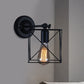 Frendorf | 1 Kopf Metall Wandbeleuchtung Antik Stil Schwarz Quadratisch Käfig Schirm Schlafzimmer Wandmontierte Lampe