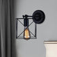 Frendorf | 1 Kopf Metall Wandbeleuchtung Antik Stil Schwarz Quadratisch Käfig Schirm Schlafzimmer Wandmontierte Lampe