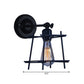 Frendorf | 1 Kopf Wandlicht Retro Stil Kubische Shade Metall Wand Sconce Lampe mit Drahtschutz in Schwarz für Schlafzimmer