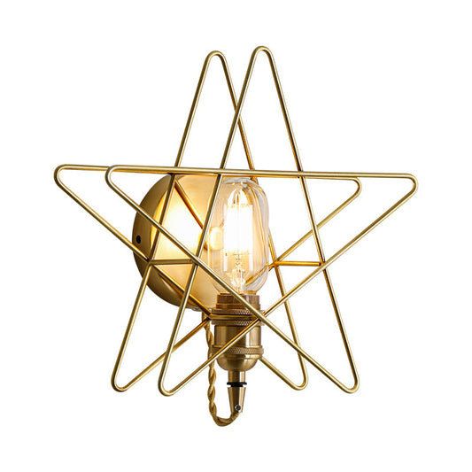 Frendorf | Metalen Ster-Gevangen Wandlamp Sconces Loft Stijl 1 Gloeilamp Slaapkamer Wandverlichting in Zwart/Goud