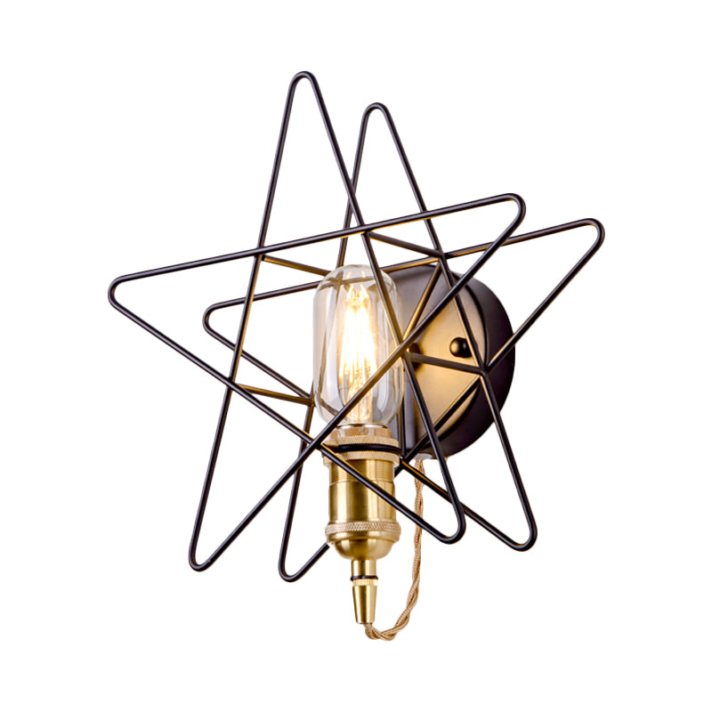 Frendorf | Metalen Ster-Gevangen Wandlamp Sconces Loft Stijl 1 Gloeilamp Slaapkamer Wandverlichting in Zwart/Goud