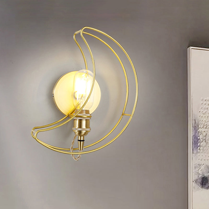 Frendorf | 1 Licht Wandverlichting met Maankooi Schaduw Metaal Loftstijl Slaapkamer Wandlamp In Goud