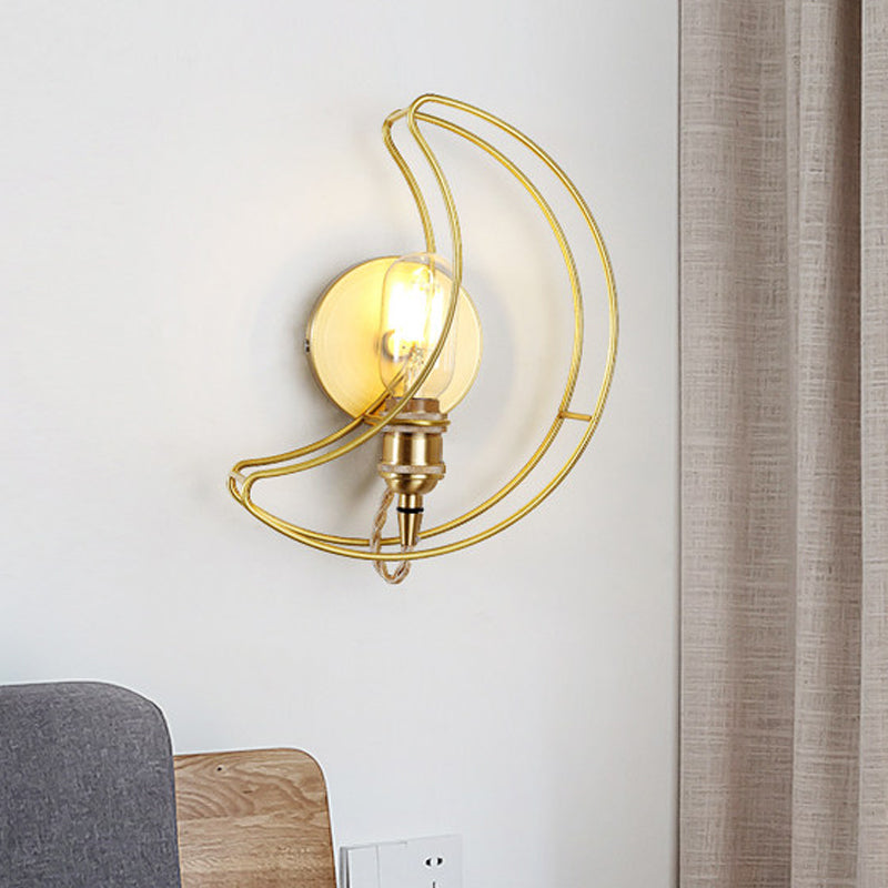 Frendorf | 1 Licht Wandverlichting met Maankooi Schaduw Metaal Loftstijl Slaapkamer Wandlamp In Goud