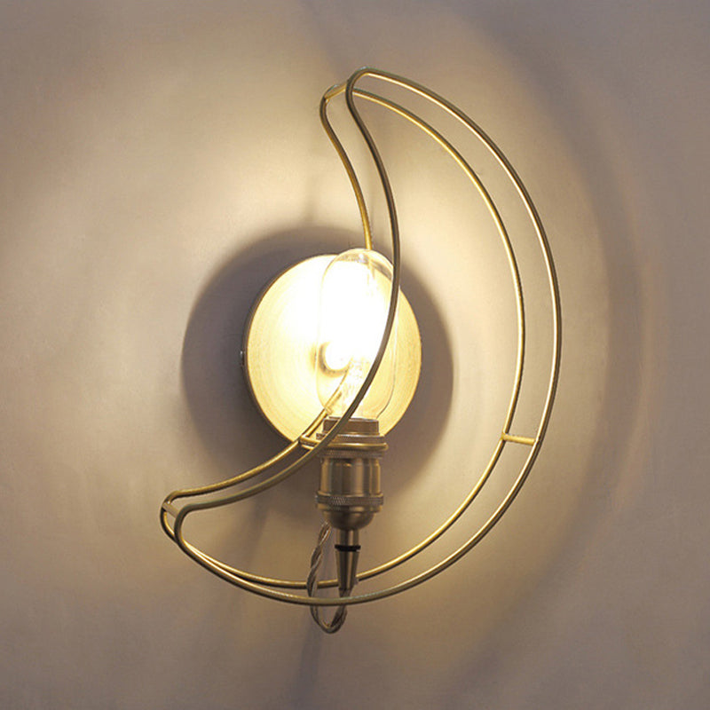 Frendorf | 1 Licht Wandverlichting met Maankooi Schaduw Metaal Loftstijl Slaapkamer Wandlamp In Goud