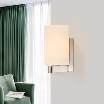 Frendorf | Weiße Glaszylinder-Wandlampe Modern 1 Licht Chrom Wandleuchte für Durchgang