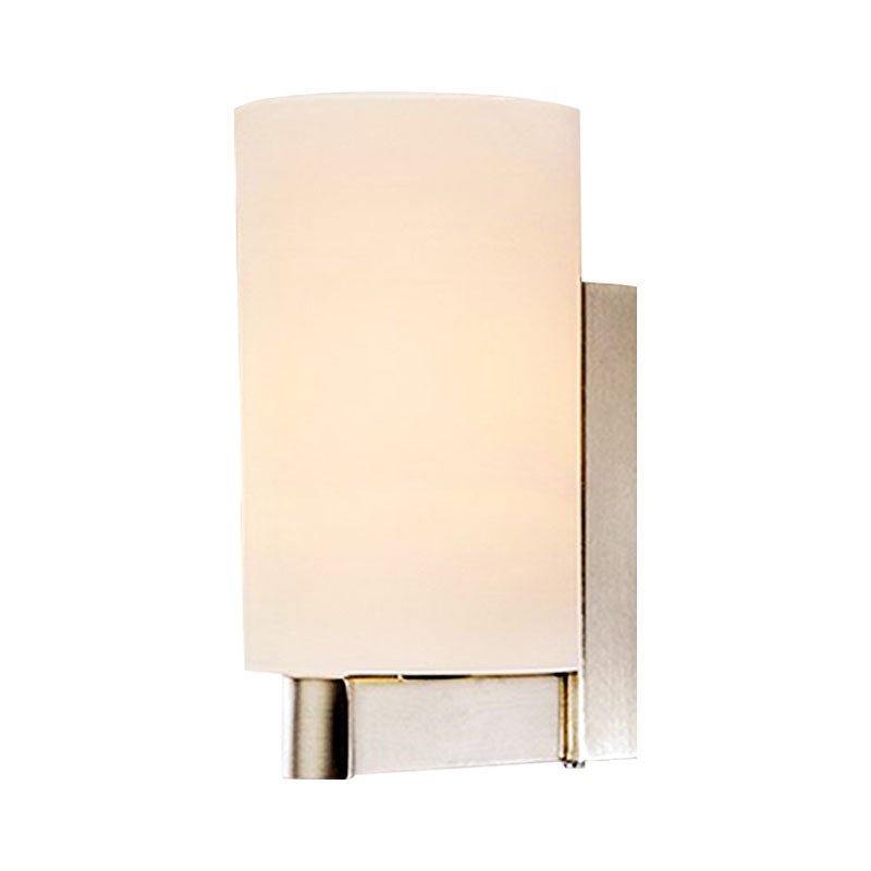 Frendorf | Weiße Glaszylinder-Wandlampe Modern 1 Licht Chrom Wandleuchte für Durchgang
