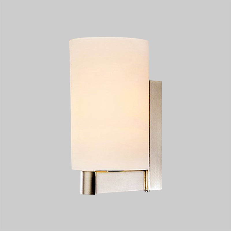 Frendorf | Weiße Glaszylinder-Wandlampe Modern 1 Licht Chrom Wandleuchte für Durchgang