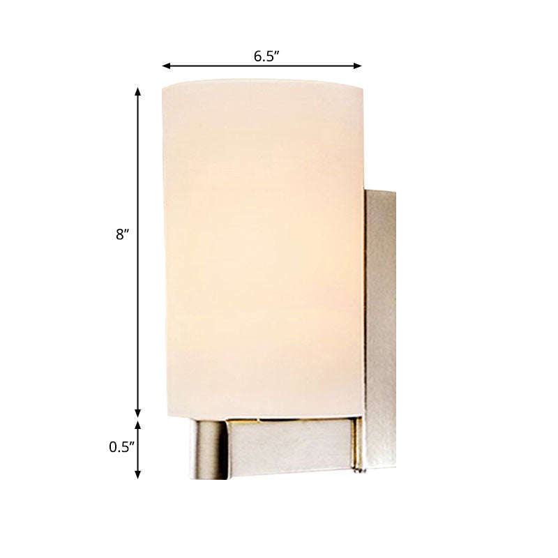 Frendorf | Weiße Glaszylinder-Wandlampe Modern 1 Licht Chrom Wandleuchte für Durchgang