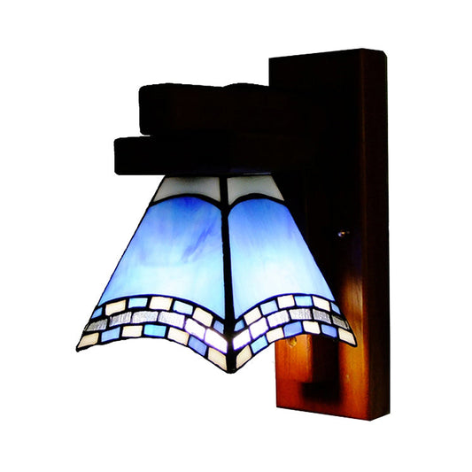 Frendorf | Blaue Handwerker Schwalbenschwanz Wandlampe Mediterraner Stil 1 Licht Glas Wandleuchte für die Küche