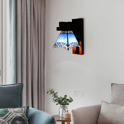Frendorf | Blaue Handwerker Schwalbenschwanz Wandlampe Mediterraner Stil 1 Licht Glas Wandleuchte für die Küche