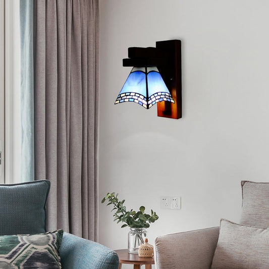 Frendorf | Blaue Handwerker Schwalbenschwanz Wandlampe Mediterraner Stil 1 Licht Glas Wandleuchte für die Küche