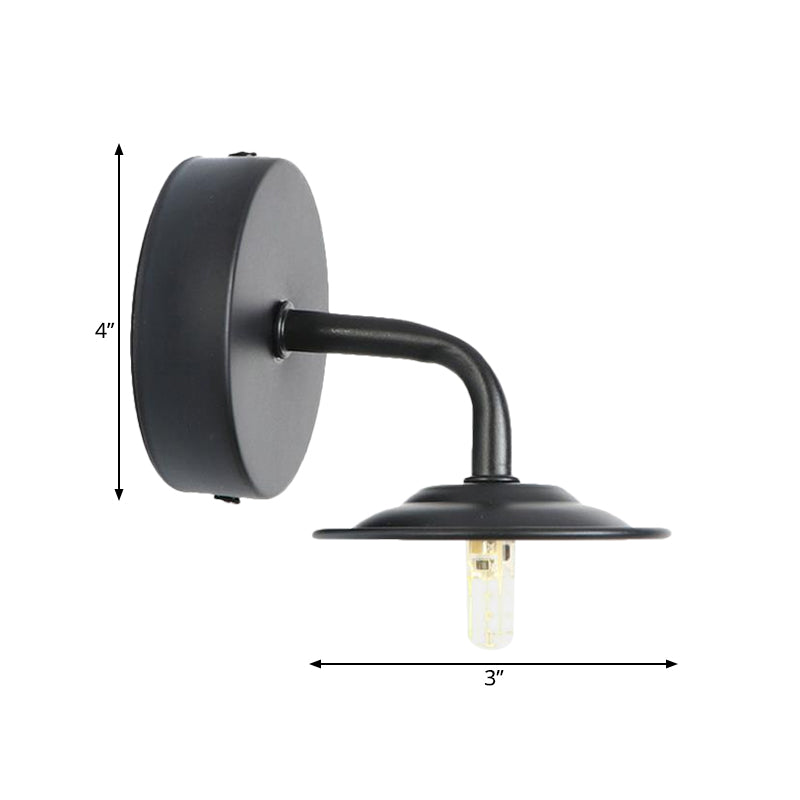 Frendorf | Schwarze Ausführung 1-Glühbirne Wandlampe Industrie Metallflachschirm Wandmontierte Lampe für Schlafzimmer
