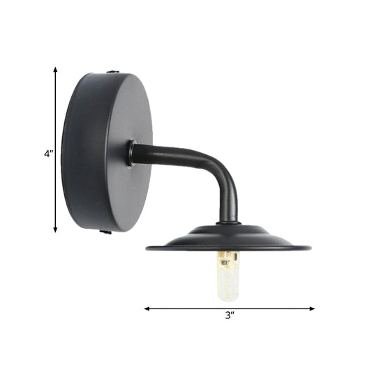 Frendorf | Schwarze Ausführung 1-Glühbirne Wandlampe Industrie Metallflachschirm Wandmontierte Lampe für Schlafzimmer