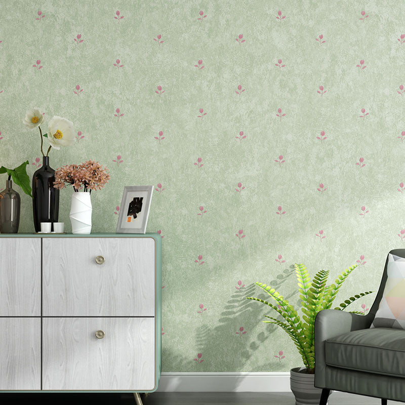 Wasserfeste Dichte Blumenmuster Tapete 31' x 20,5" Einfache Wandverkleidung für das Mädchenzimmer