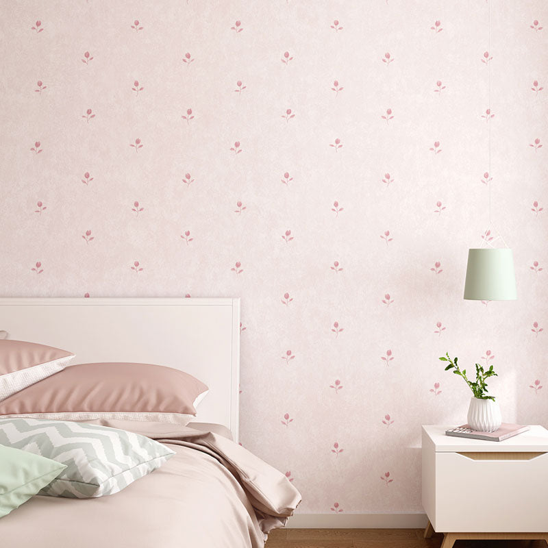 Wasserfeste Dichte Blumenmuster Tapete 31' x 20,5" Einfache Wandverkleidung für das Mädchenzimmer