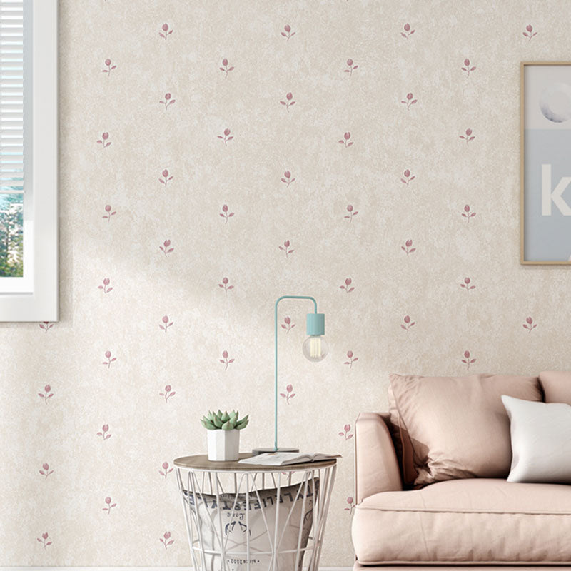 Wasserfeste Dichte Blumenmuster Tapete 31' x 20,5" Einfache Wandverkleidung für das Mädchenzimmer