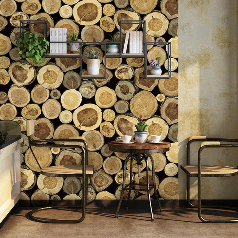 Holzscheit Tapetenrolle für Café-Dekoration, natürliche Farbe, 10 Meter x 52 Zentimeter