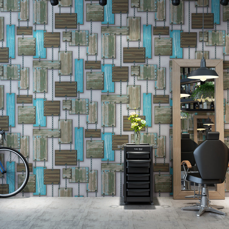 Holzbrett und Kettentapete Vinyl Wanddekoration für Bar, 20,5"W x 33'L, unangeklebt