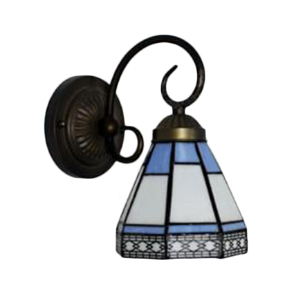 Frendorf | Pyramid Cafe Restaurant Wandlamp Geïntegreerd Glas 1 Kop Tiffany Traditionele Wandlamp in Blauw