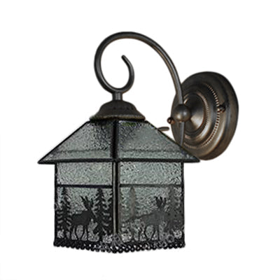 Frendorf | Rustieke Stijl Lodge Wandlamp met Hert 1 Fitting Glazen Heldere Wandlamp in Messing voor Eetkamer