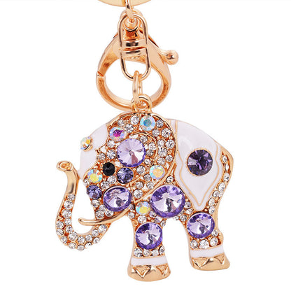 Frendorf | Niedlicher Glücklicher Pinker Elefant Großer Kristall-Rhinestone Schlüsselanhänger