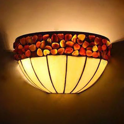 Frendorf | 2 Lichter Schüssel Wandmontage Licht Loft Retro Buntglas Wand Sconces Beleuchtung für Flur