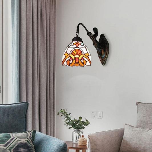 Frendorf | 1 Licht Glocke Wandbeleuchtung Viktorianisch Tiffany Buntglas Wandlampe mit Meerjungfrau