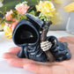 9CM Katze Sichel Hund Hexe Sensenmann Dekoration Harz Schwarze Umhang Sensenmänner Feline Katze Hund Figur Halloween Wohnkultur