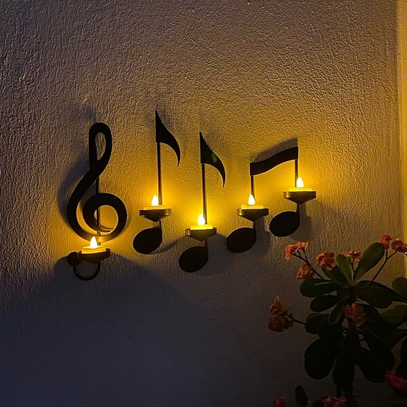Schwarze Musiknoten Wandlampe