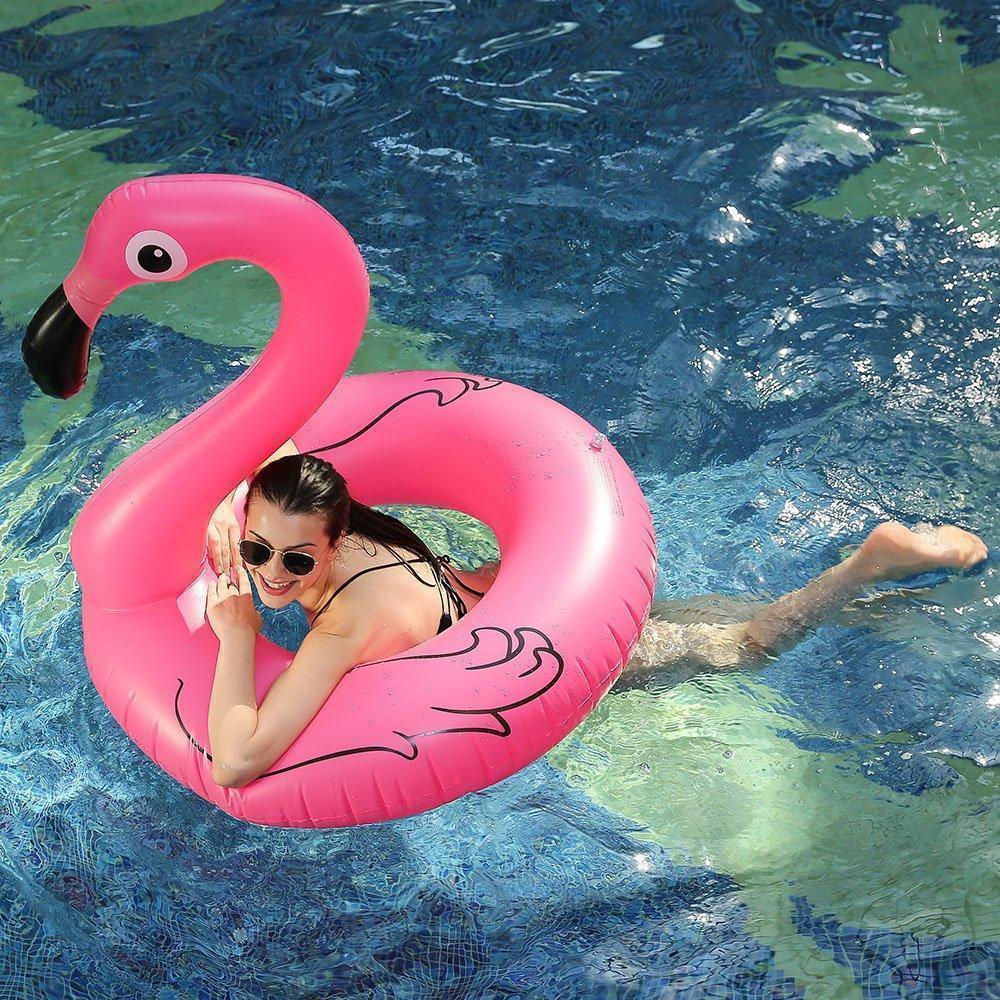 Frendorf | FloatEase Flamingo Pool-Schwimmring | Aufblasbarer XXL Schwimmreifen | Sommer-Pool-Spielzeug | Party-Deko