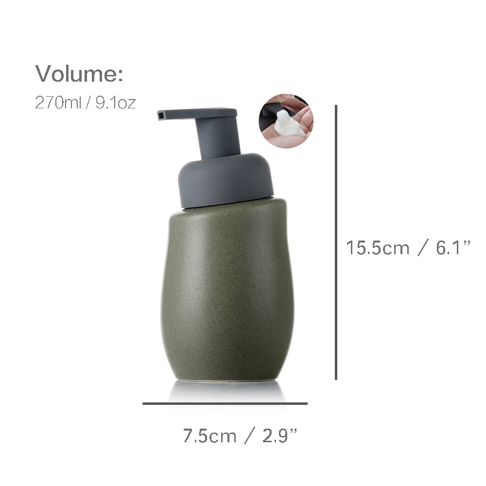 Keramischer Seifenspender, Schaumpumpen-Badflasche, einfaches Design, nachfüllbare wiederverwendbare Lotionpumpe für Badezimmer Küche, 270ml/9,1oz
