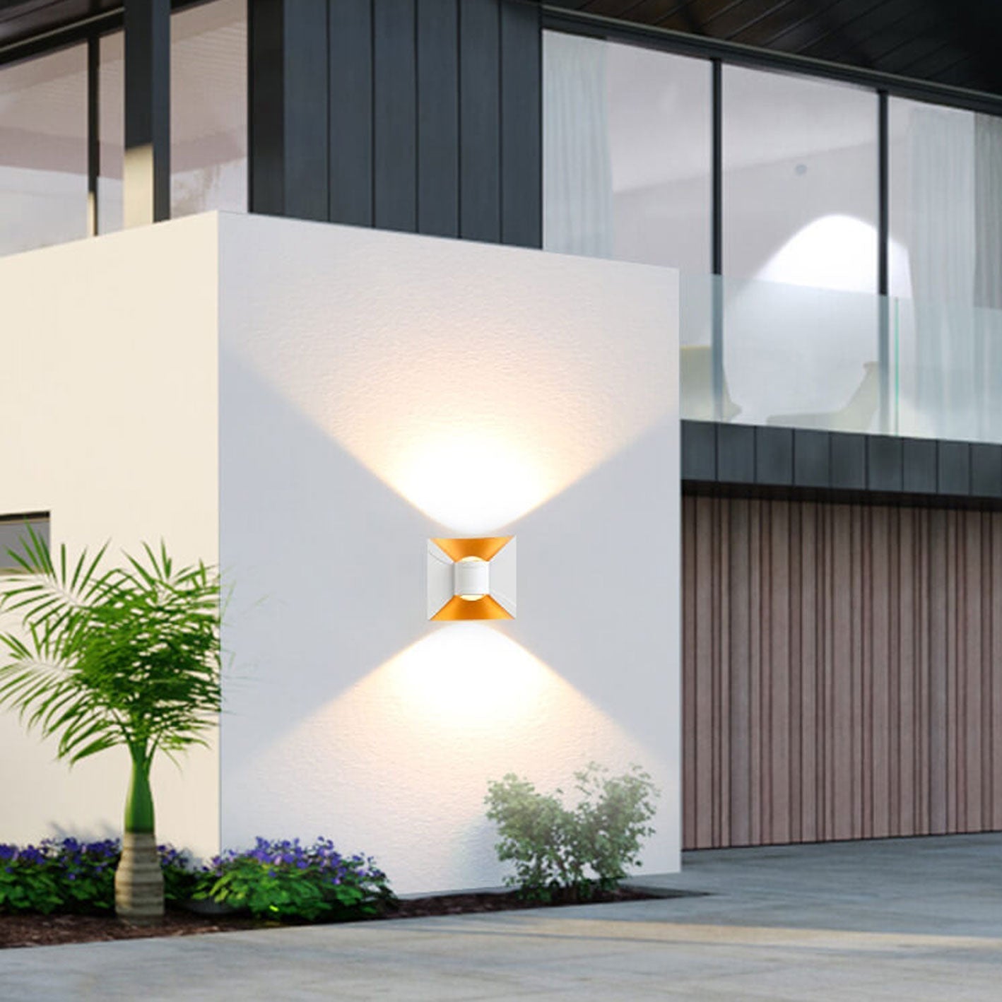 Moderne kreative Aluminium quadratische Doppelkopf Außenbalkon Wandleuchte lampe