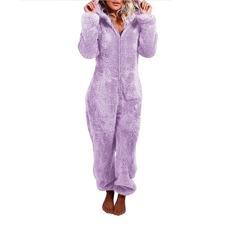 Frendorf | Plüsch-Fleece-Strampler, einteiliger Pyjama für Damen