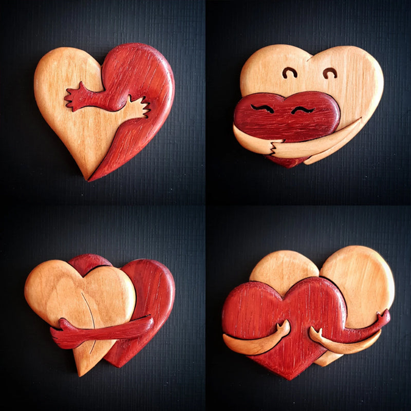 Frendorf | HeartCraft Liebevolle Herz-Anstecker aus Holz | Intarsien-Design | Nachhaltige Accessoires