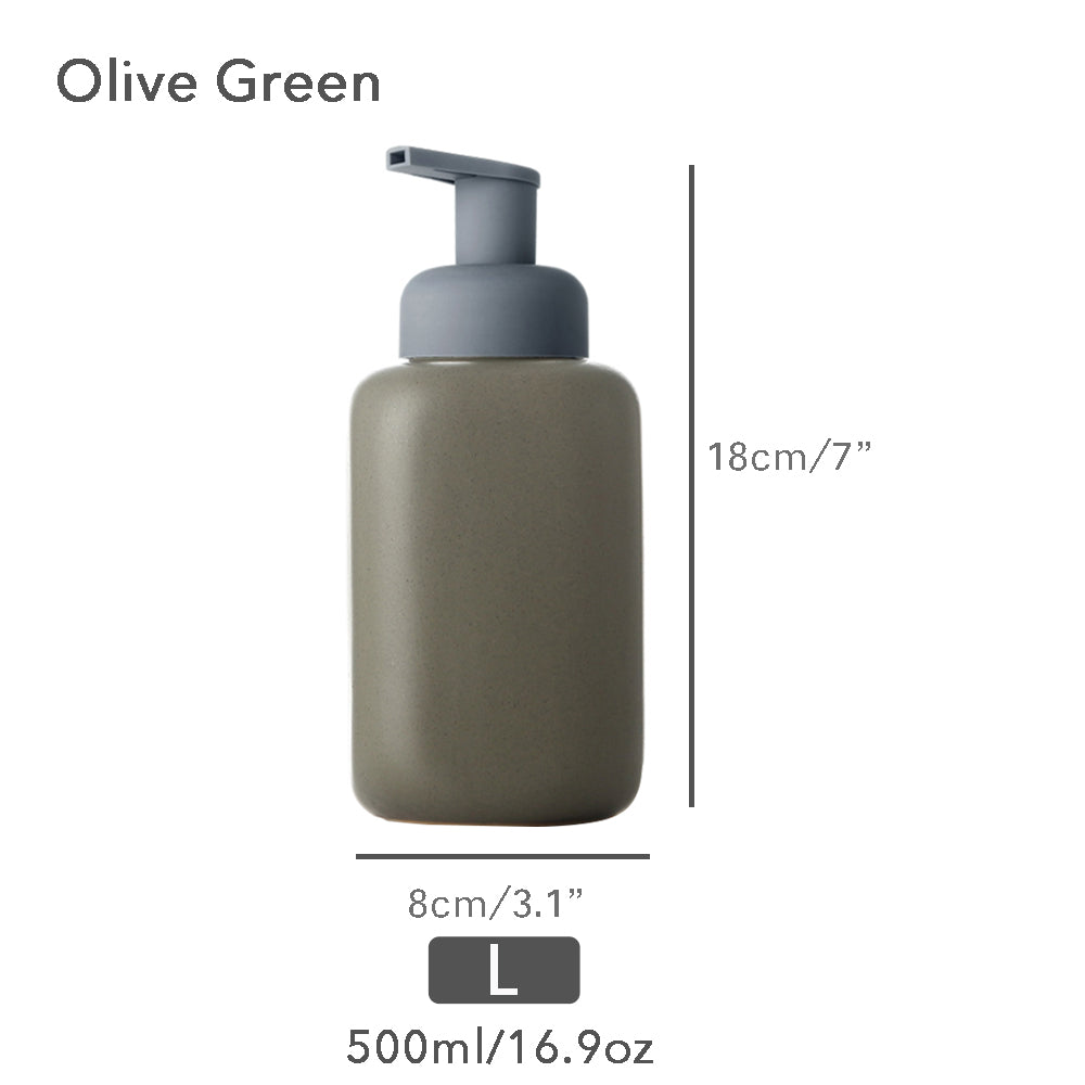 Minz Keramischer Seifenspender, Schäumende Pumpe Badezimmerflasche, Einfaches Design, Nachfüllbare Wiederverwendbare Lotionpumpe für Badezimmer Küche, 500ml/16.9oz