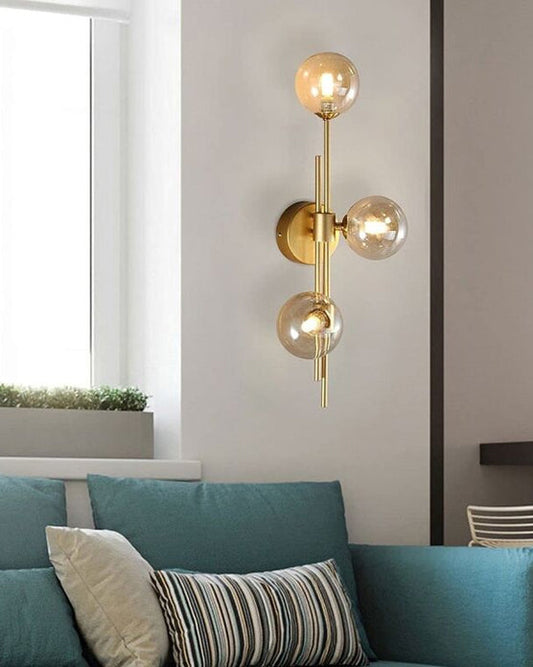 3 Kopf Glas Ball Wandlampe - Bernstein