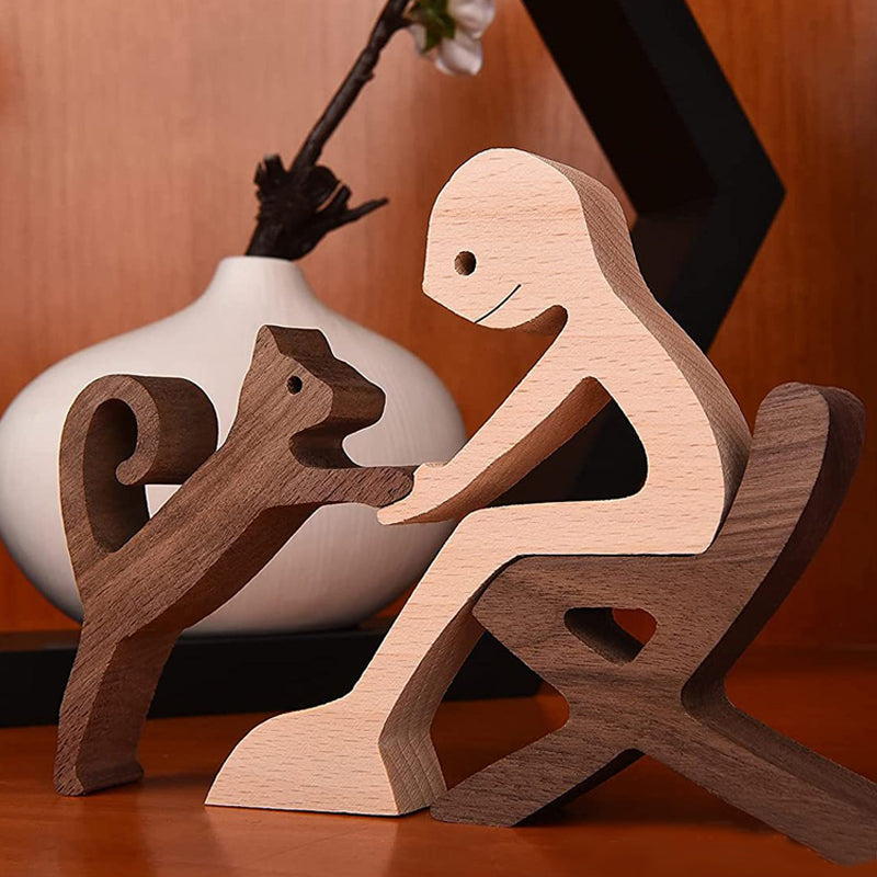 Frendorf | Geschenk für Tierliebhaber - Holzskulptur Tischornamente - Die Liebe zwischen Ihnen und Ihrem pelzigen Freund