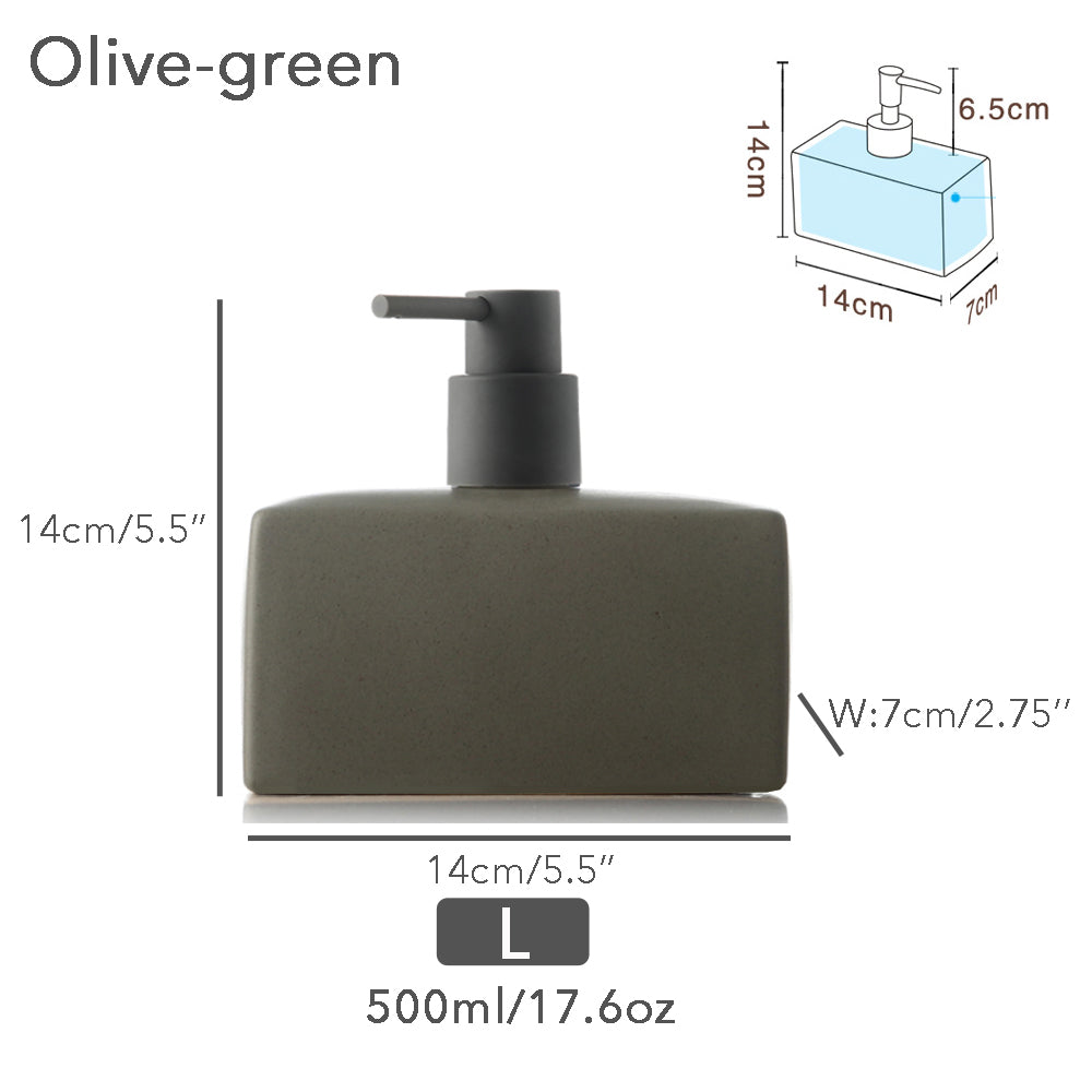 Schwarzer Keramik-Seifenspender, Flüssigkeitsbadflasche, einfaches Design, nachfüllbare wiederverwendbare Lotionpumpe für Bad Küche, 500 ml/17,6 oz