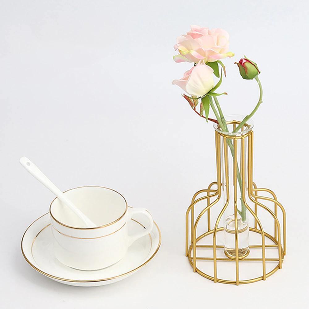Frendorf | VaseTech Testrohr-Vase mit Metallständer | Modernes Design | Minimalistische Dekoration für Zuhause & Büro